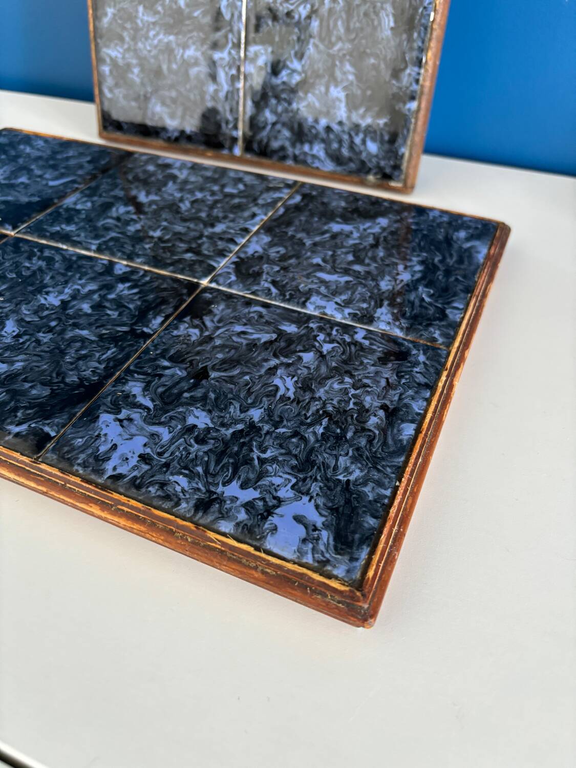 Vintage earthenware tile artisanal trivet