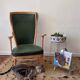 Fauteuil anglais cuir vert bouteille