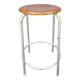 1950s German Industrial Stool with Plywood Seat