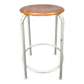 Tabouret industriel allemand des années 1950 avec assise en contreplaqué