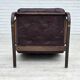 1970s, Scandinavian armchair, brown furniture leather, bent wood.