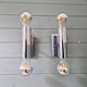 Pair of tubular double-light wall lights in chrome-plated metal, 1970s