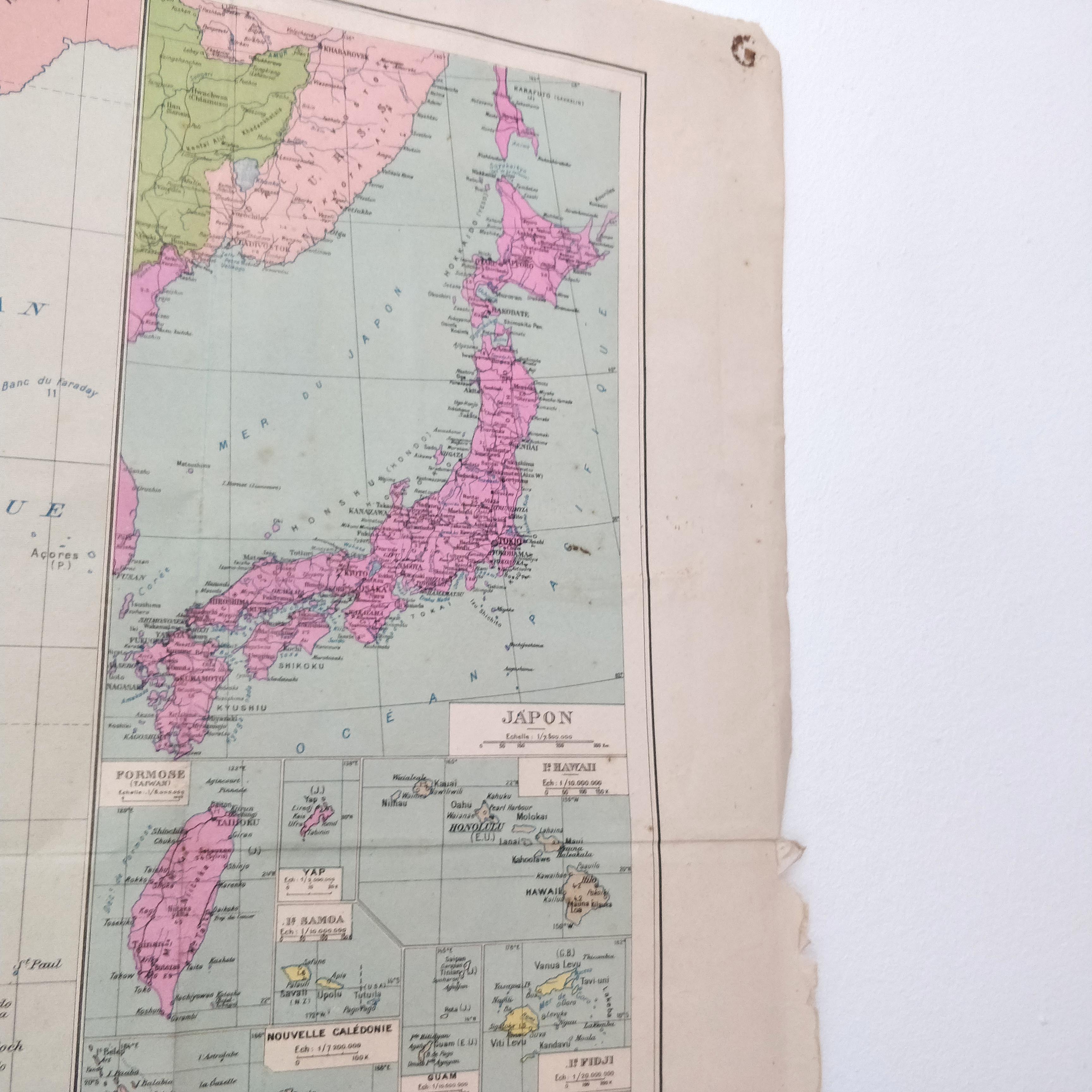Ancient Pacific Ocean map and its archipelagos Edition Girard 99 by 65cm