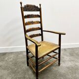 19th century handcrafted and carved ladder back chair, circa 1840s.