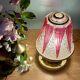 Vintage Art Deco globe table lamp in transparent and purple glass.