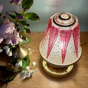 Vintage Art Deco globe table lamp in transparent and purple glass.