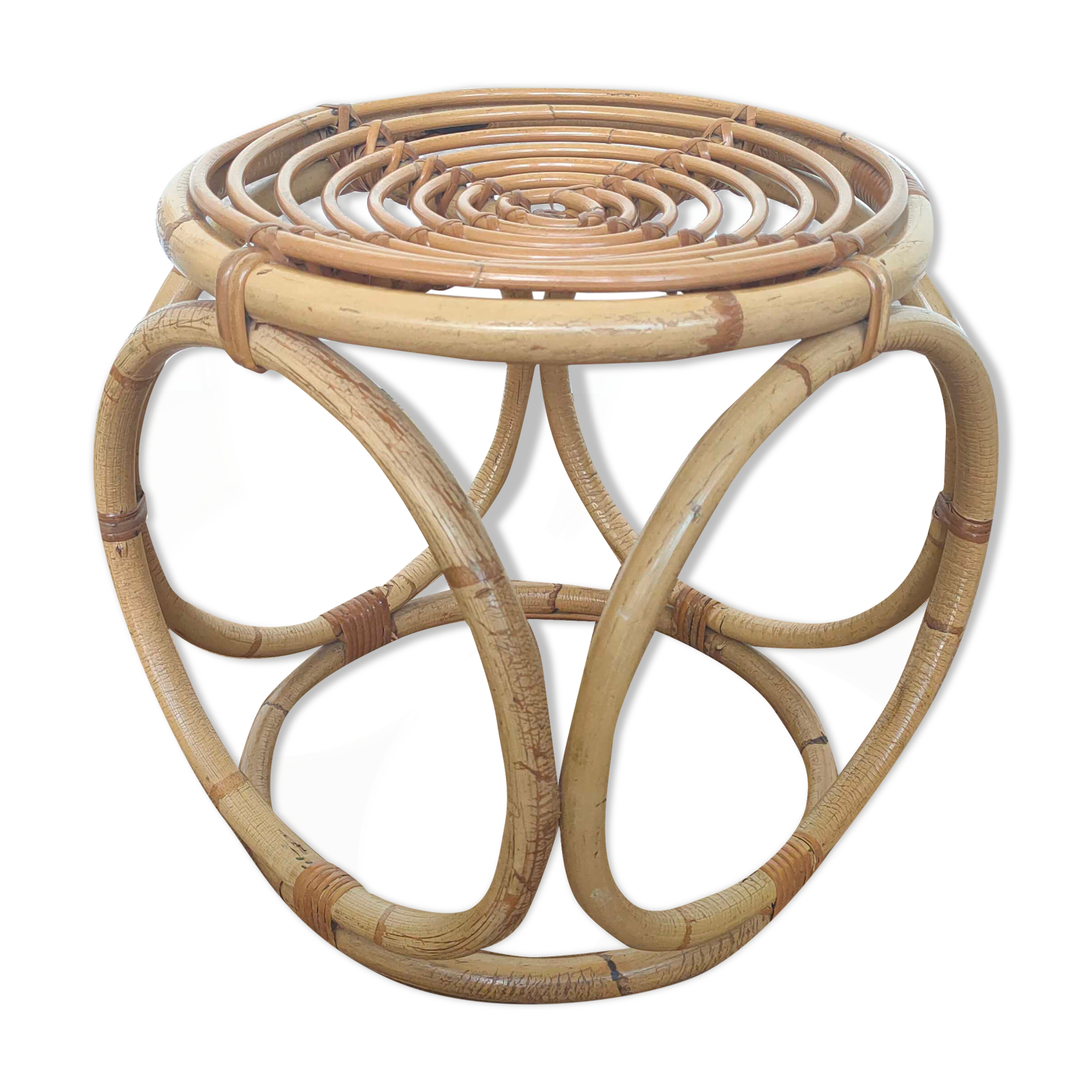 Low rattan stool 60s