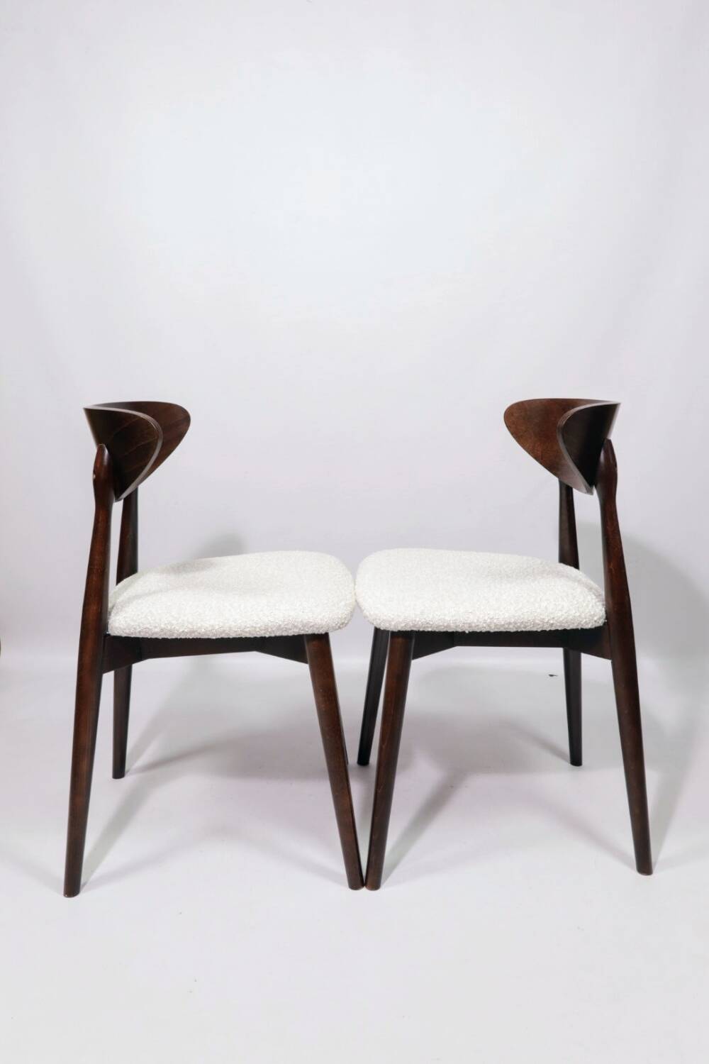 Vintage dining chairs set of 6 pearl bouclé