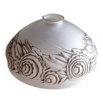 Ancien globe frise art déco en verre dépoli