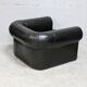 Large black leather armchair, France, 1980s