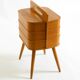 Beautiful original Mid Century teak sewing box with hinged compartments