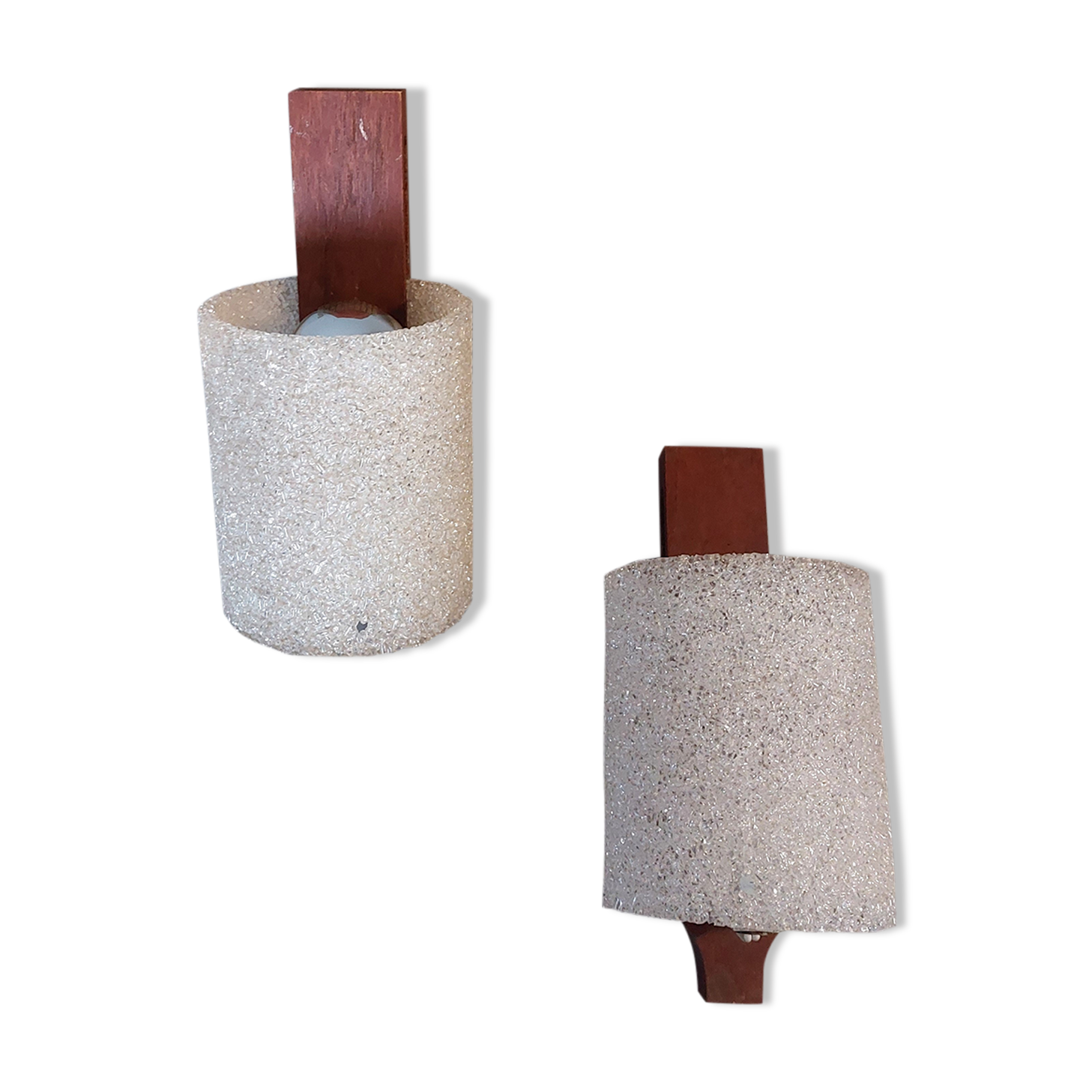 Paire d'appliques scandinaves teck et perspex vintage 1960