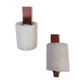 Pair of Scandinavian teak and perspex sconces Vintage 1960