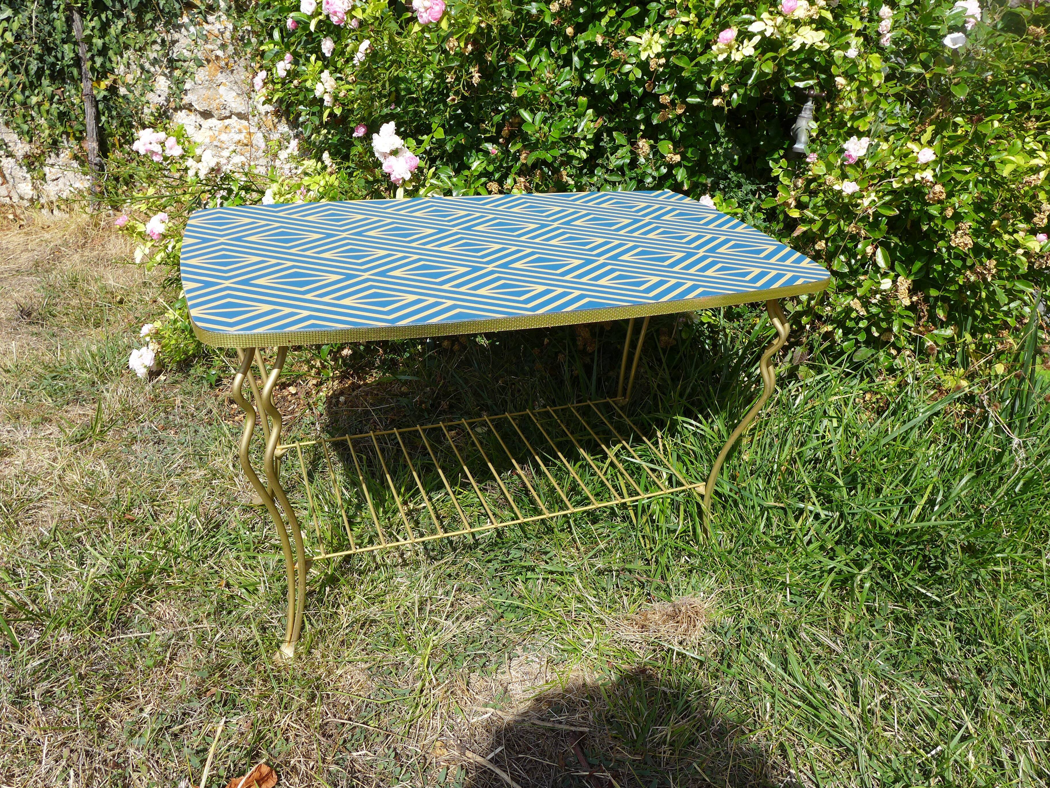 Golden brass coffee table