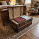 Old travel trunk in oilcloth