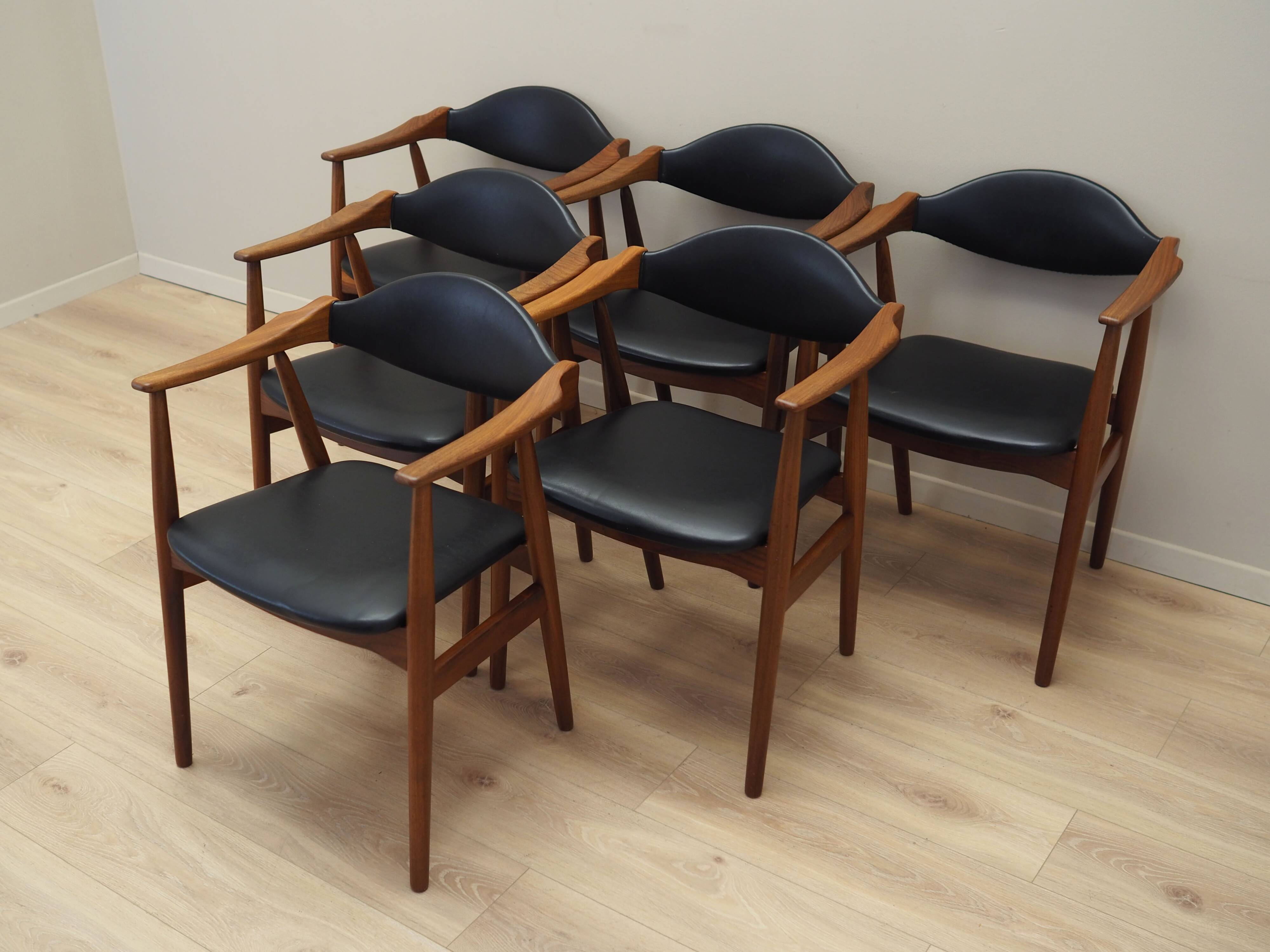 Set of six teak chairs, Danish design, 1970s, manufacture: Farstrup Møbler