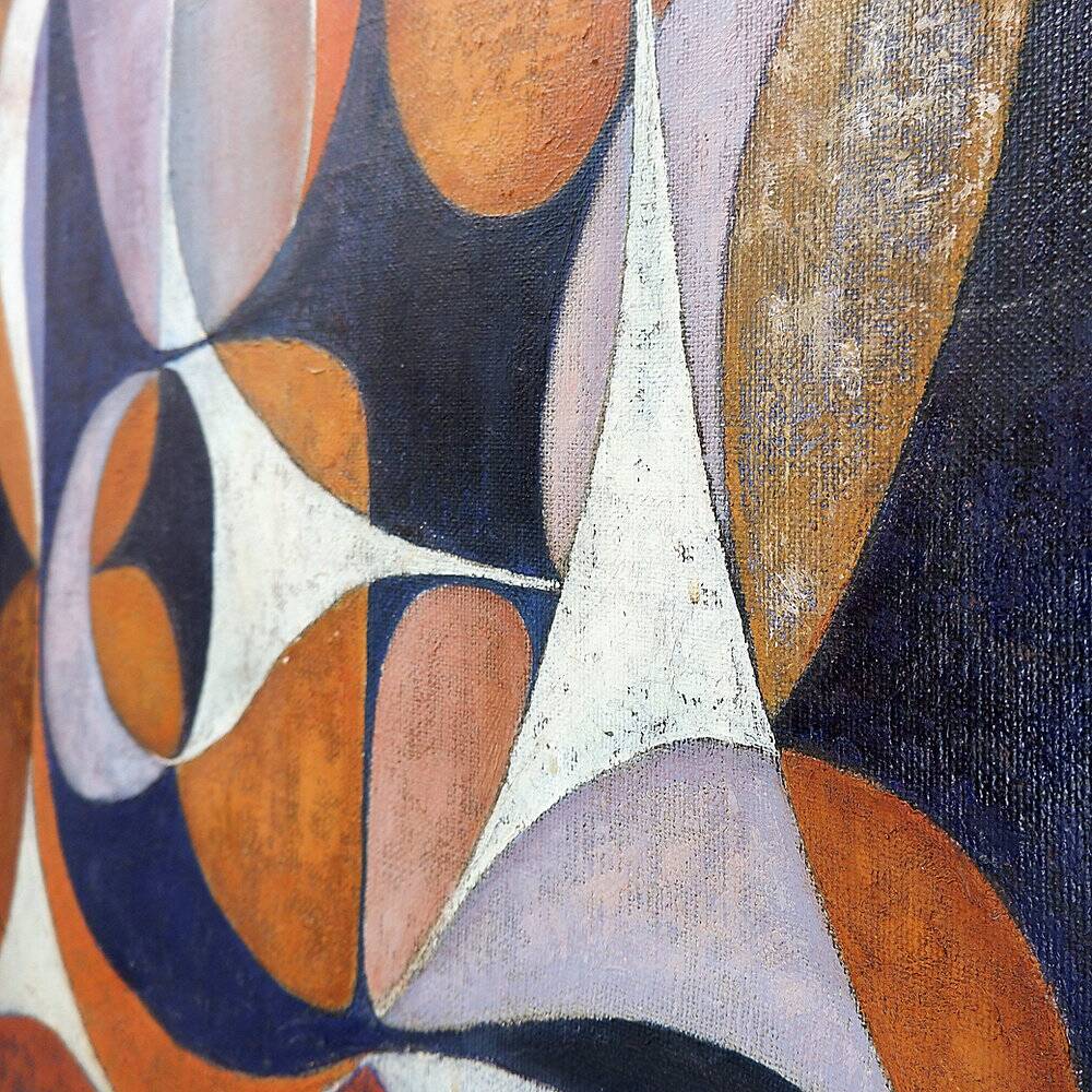 Abstract oil painting on canvas by gelper mon (belgium 1930)