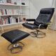 Fauteuil cuir et son ottoman