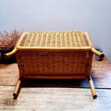 Antique rattan magazine rack