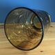 Brown smoked glass candle holder vase, height 23.5cm, geometric decoration