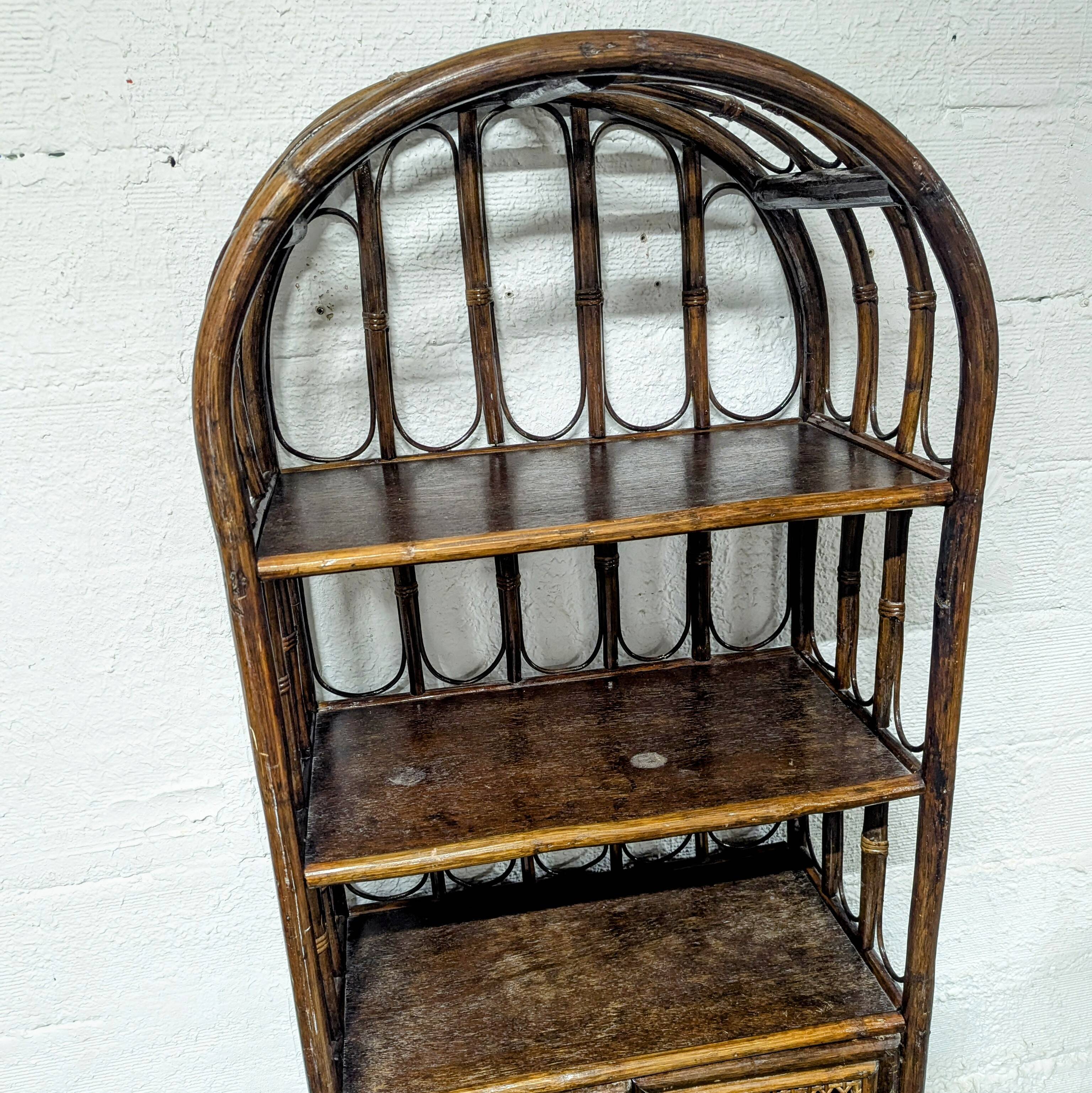 Rattan and cane shelf