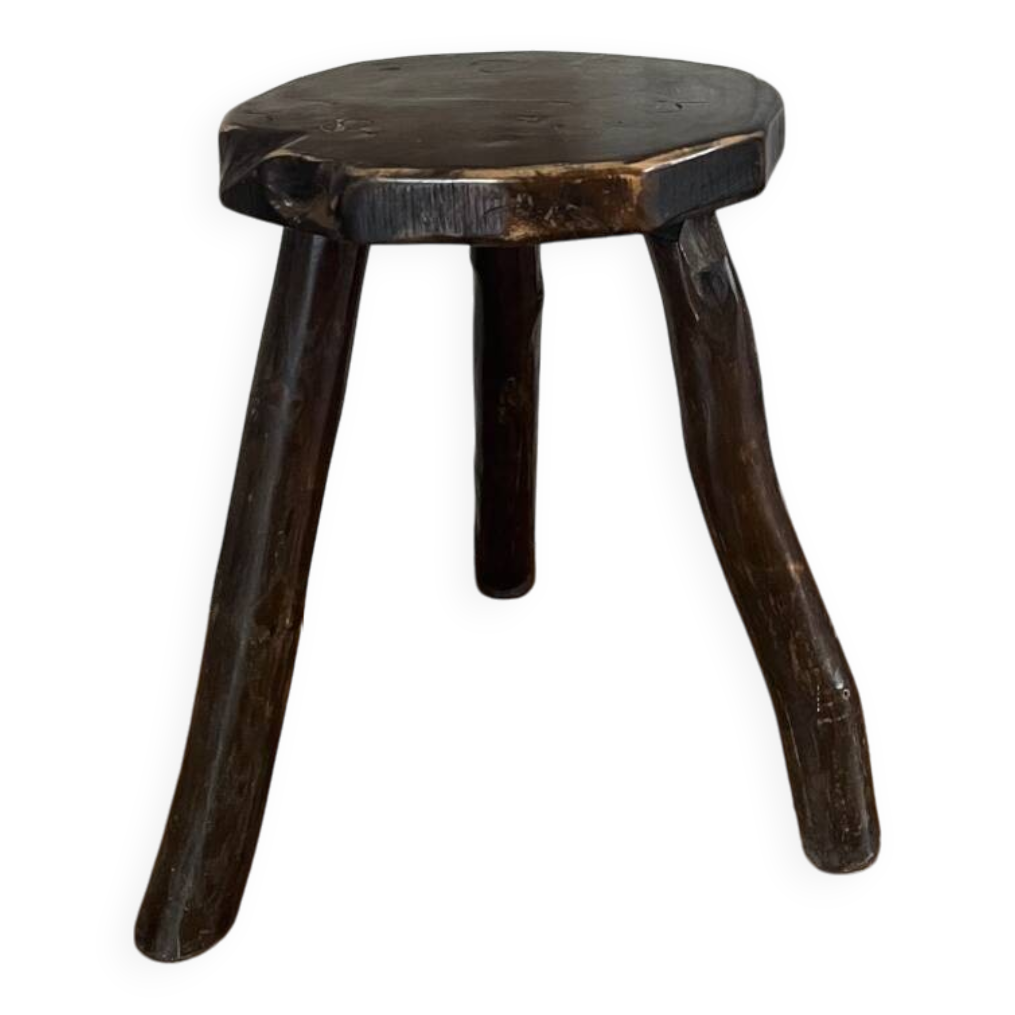 Brutalist wooden tripod stool