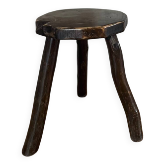 Brutalist wooden tripod stool