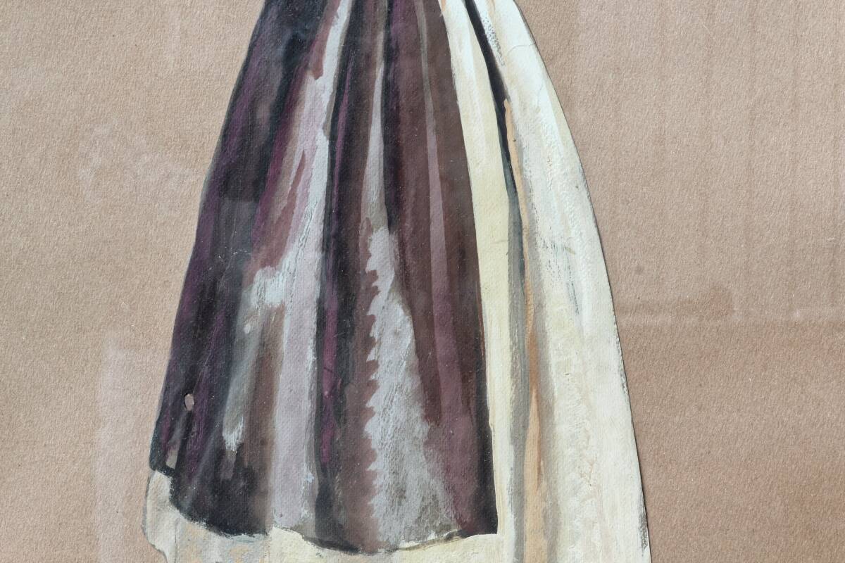 Gouache, framed peasant