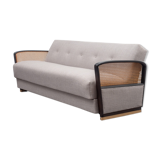 Couch 50s, refurbished, gray, caning