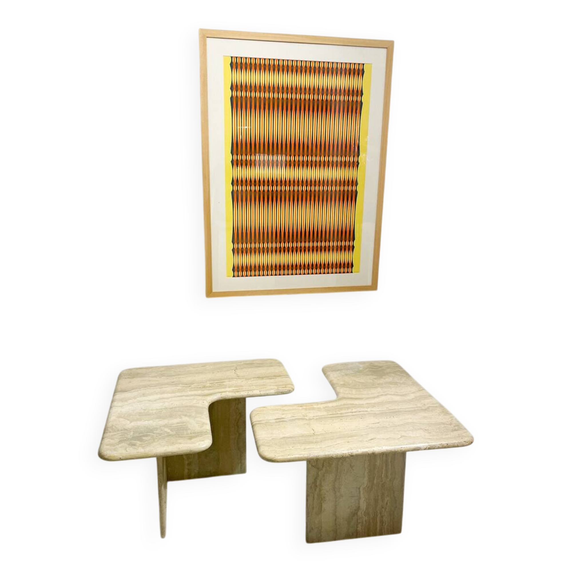 Mid-Century Modern Travertine Two-Parts Coffee Table, 1970s