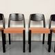 Lot of 6 blackened wooden chairs with French design fabric from the 1970s Self.