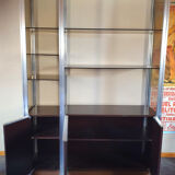 Ligne Roset Wengé bookcase and 80's smoked glass