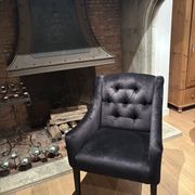 set of 8 upholstered dining chairs in black velvet