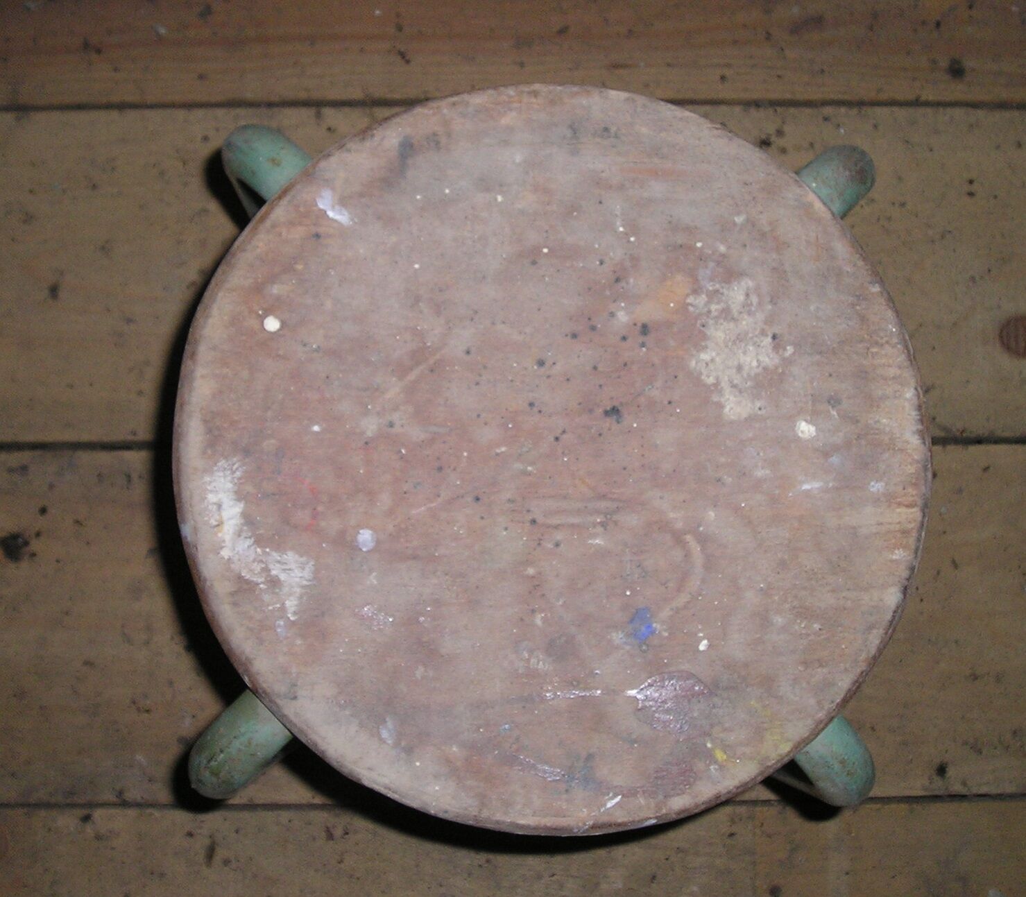 Old school stool made of metal and wood