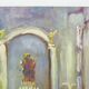 Oil on wood by Riccardo Capone Interior Church 50s 60s