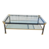 Vintage glass and brass coffee table from the 70s and 80s, Italian design