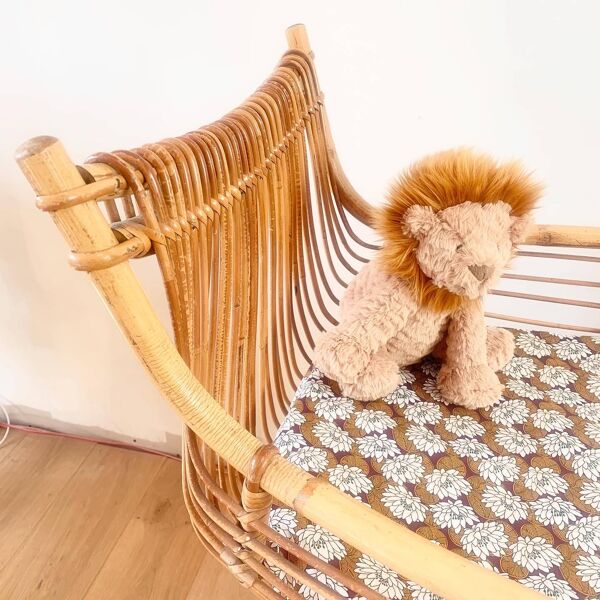 Berceau pirogue rotin vintage