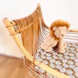 Vintage rattan pirogue cradle