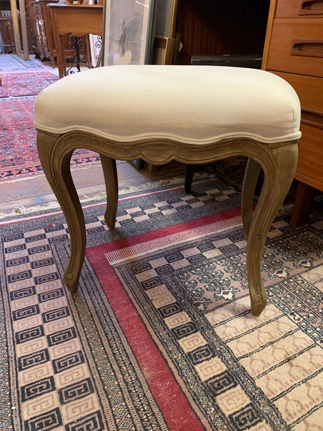 Pair of beige stool Louis XVI style