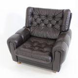 Armchair brown leather of Výber Republic Czech 1970 s