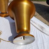 Pair of golden aluminum lamps from the 1960s