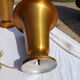 Pair of golden aluminum lamps from the 1960s