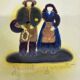 Service à dessert Atelier Cerenne Vallauris Santons de Provence France 1950