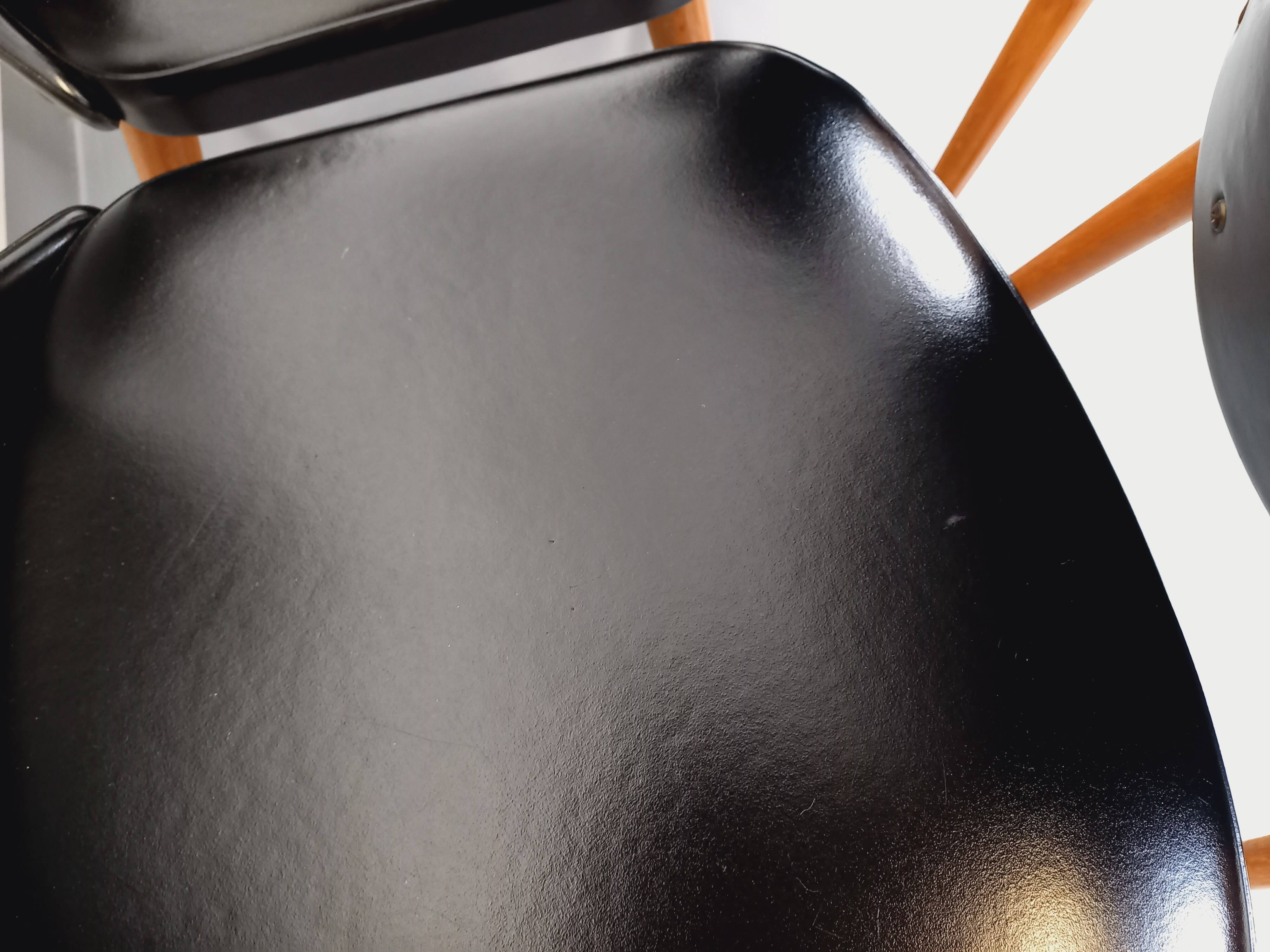 Set of 6 vintage Baumann Essor chairs in beech wood and skai