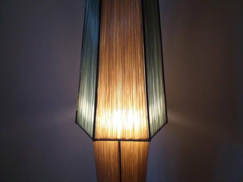Rare Midcentury Rocket Floor Lamp, Metal and Straw, German Design