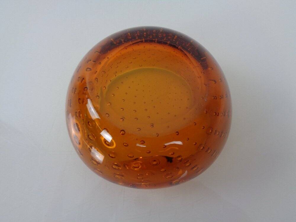 Amber Sommerso Murano Glass Ashtray, Italy, 1960s
