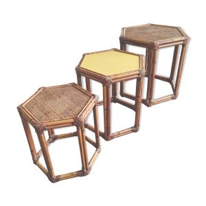 3 tables basses gigognes vintage