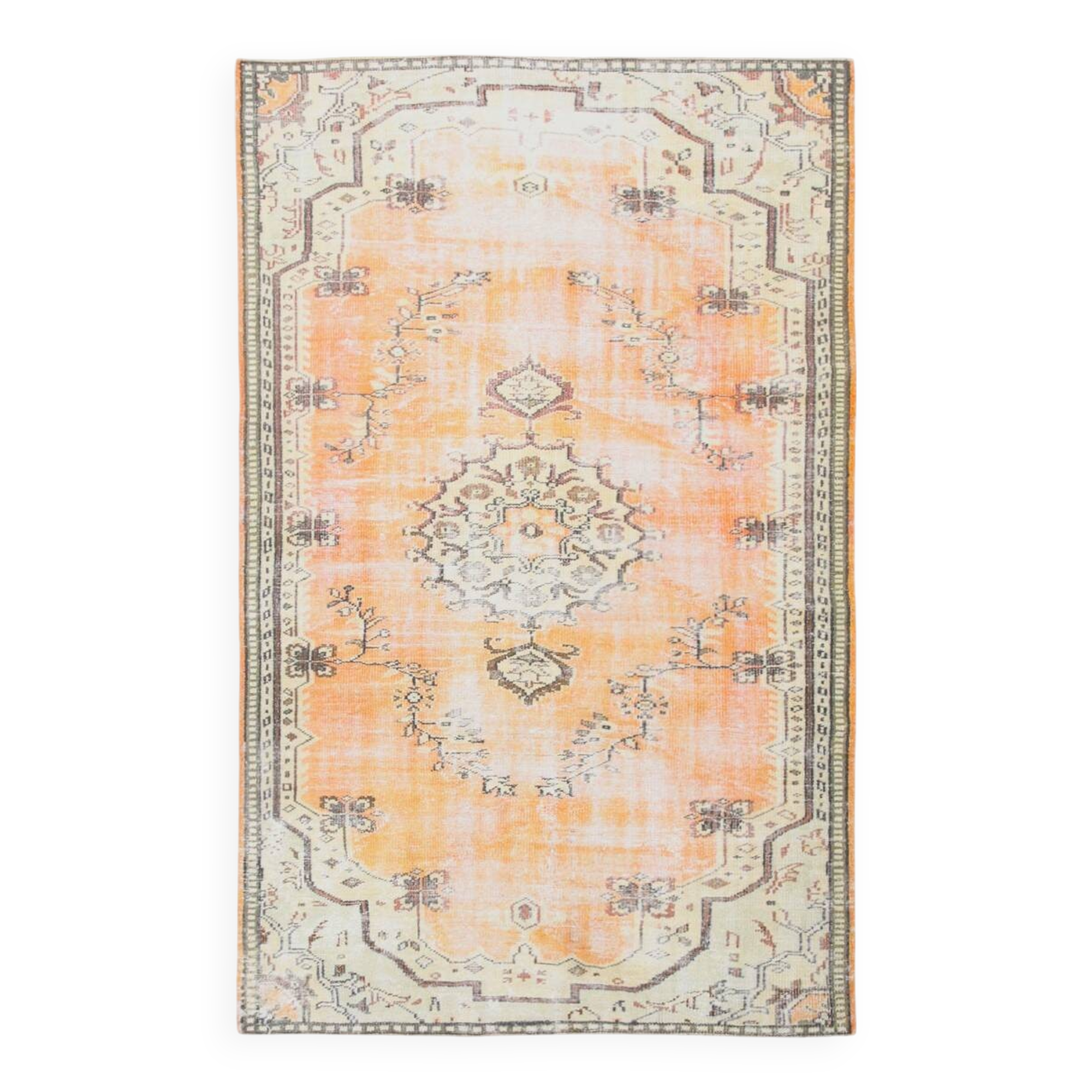 5x9 Peach Orange Antique Vintage Rug 166x263Cm SK 24342