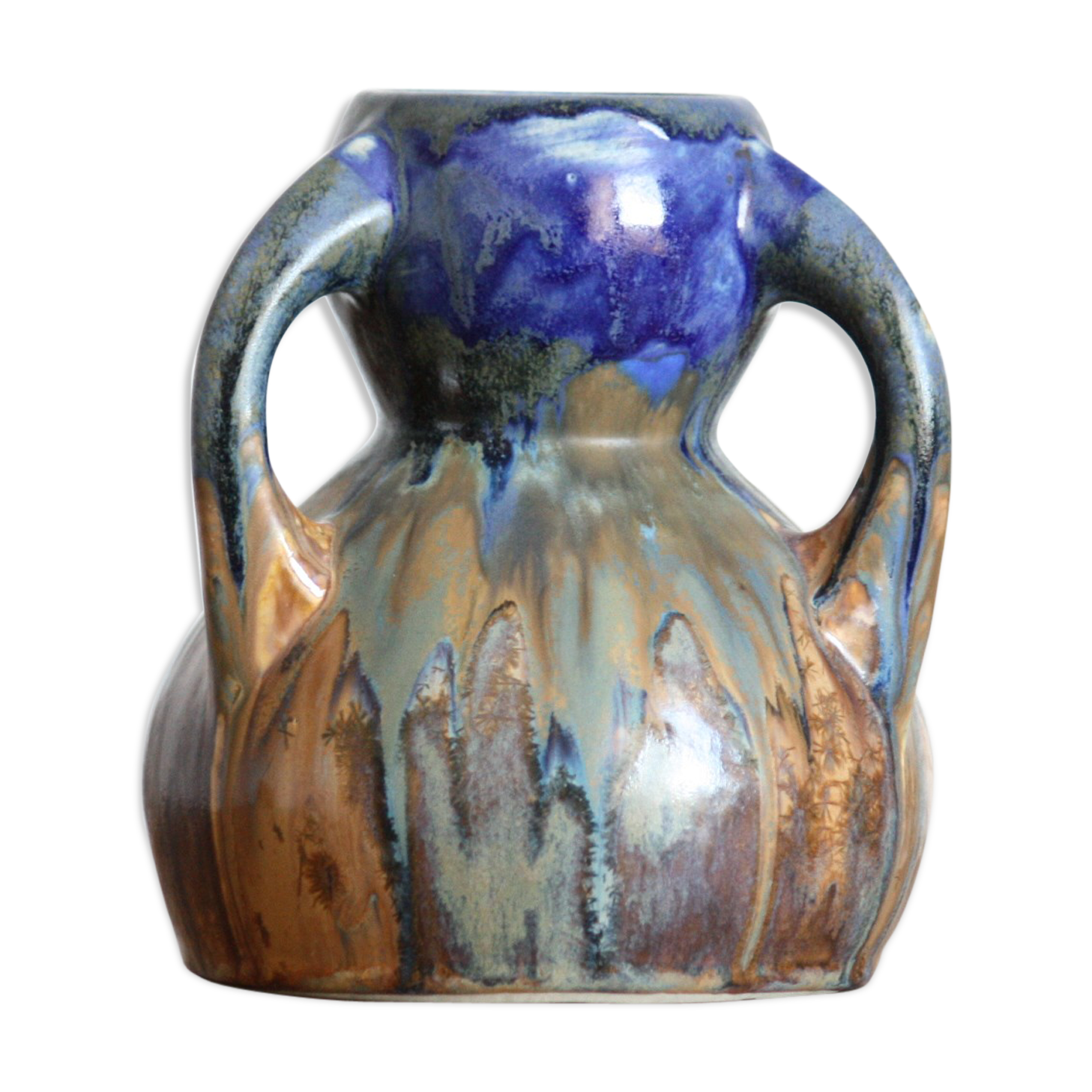 Blue vase in flaming sandstone