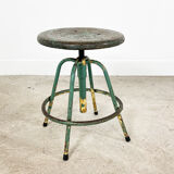 Industrial 4 legged factory swivel stool Green yellow